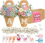 Zounys 184Pcs Custom Baby Shower Flower Bag Kit with DIY Personalized Guest Name Chenille Letter Stickers Flower Bar Kit for Fresh Off the Market Bridal Shower, Gender Reveal, Wedding & Birthday by Unknown