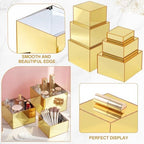 Geelin 6 Pack Acrylic Risers for Display Acrylic Cube Boxes Risers Display Stands with Hollow Bottoms Decorative Stand for Jewelry Candy Table Decor 6 Sizes(Gold,3 to 8 Inch,Square) - Image 3