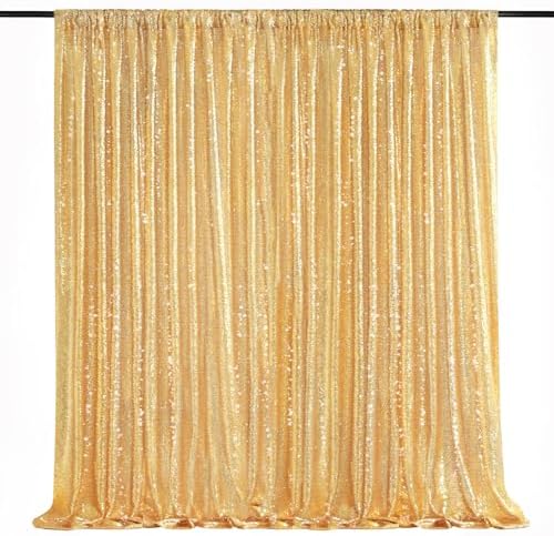 7ft x 7ft Gold Sequin Backdrop Curtain Glitter Photo Booth Backdrop by QueenDream