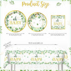 185Pcs cocomigo Sage Green Baby Shower Decorations Tableware Set, 25 Serves - Image 3