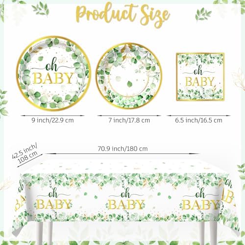 185Pcs cocomigo Sage Green Baby Shower Decorations Tableware Set, 25 Serves - Image 3