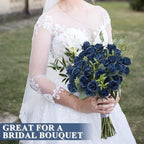 Zeyune 8 Pack 12 Inch Artificial Rose Bouquet, Navy Blue - Image 3