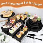 MACIFECI Cake Stand Set, Black Cake Stands For Dessert Table Including Dessert Tray, Metal Cupcake Display Stands Dessert Trays (Black) - Image 5