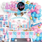 172 PCs Touchdowns or Tutus Gender Reveal Decorations, Hombae Boy or Girl Gender Reveal Decorations Backdrop Balloon Garland Banner Tablecloth Cake Cupcake Topper Boxes Cutout Poster Sash Pink Blue by Hombae
