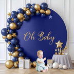 Gallety 7.2FT Navy Blue Round Backdrop Cover with Oh Baby Decal, Size Adjuster, Universal Fit for 5-7.2ft Circle Stand, Polyester Fabric Arch Cover for Wedding, Birthday Party, Photography Decor - Image 3
