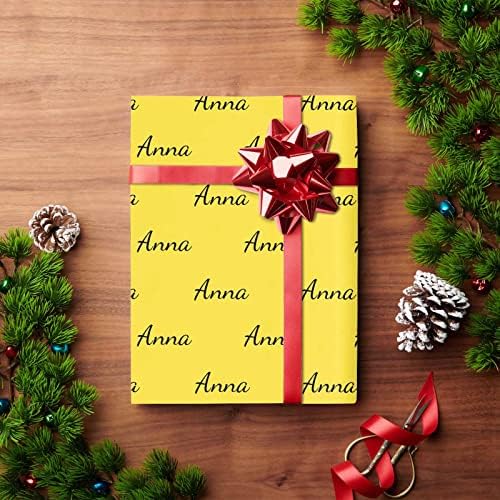 MyPupSocks Personalized Text Wrapping Paper, Name Yellow Custom Funny Logo Wrapping Paper Roll for Boys Girls Baby Shower Wedding Anniversary Birthday Gift 58x23 Inch 5 Rolls - Image 4