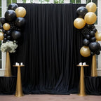 40ft x 10ft Wrinkle Free Black Backdrop Curtain for Parties, 8 Panels Silky Polyester Black Wedding Drapes for Backdrop 10 ft Photo Back Drop Cloth for Birthday Graduation Photography Background - Image 3
