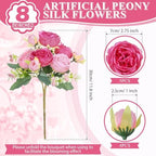 8 Bundles Artificial Peony Centerpiece Flowers,Pink Series - Image 2