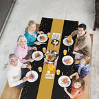 16 Pack 2in1 Disposable Plastic Tablecloths 54" x 108" Black and Gold Dot Kitchen Table Cloth Rectangle Table Cover for Wedding Birthday Baby Shower Anniversary Christmas New Year Graduation - Image 6