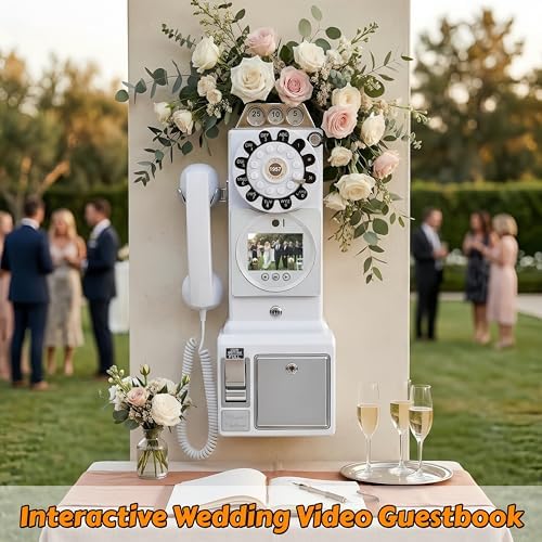 RetroVox Video & Audio Guest Book Wedding Phone Guestbook Creative Easy to Use & Fun Engagements Anniversaries Baby Showers Graduation (B White) - Image 4