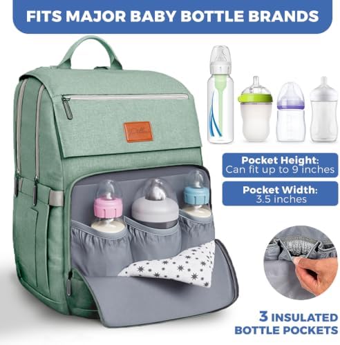 PILLANI Baby Diaper Bag Backpack - Baby Bag for Boys & Girls, Large Waterproof Diaper Backpack - Toddler Diaper Bag with Changing Pad, Boy Baby Shower Gifts for Mom - Newborn Stuff, Baby Essentials - Image 3