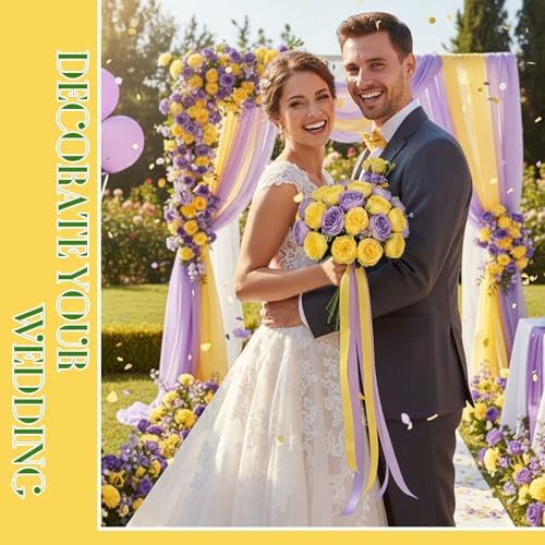Geosar 16 Bundles Artificial Peonies Flowers,Purple, Yellow - Image 6
