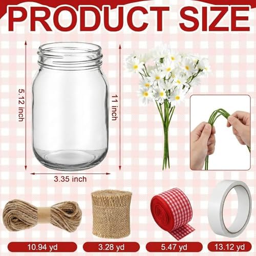Daifunli 6 Set Picnic Party Centerpieces for Table Mason Jar Table Decor - Image 3