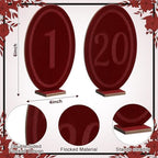 Yookeer 20 Pcs Wedding Table Numbers, Velvet Stand, Burgundy, 1-20 - Image 2