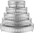 Wenqik 5 Pcs Metal Silver Cake Stand,16/14/12/10/8 In Round Cake Holder by Wenqik