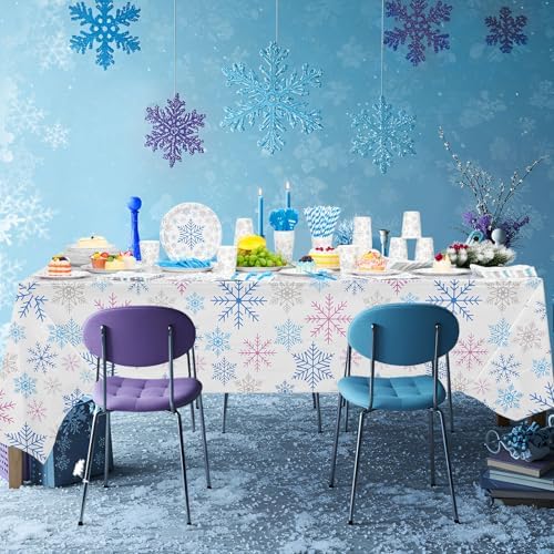 Funnymoom 452 Pcs Blue Purple Winter Snowflakes Party Supply 50, Plates set - Image 5