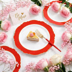 WDF 60pcs Red Plastic Plates Disposable - 7.5inch Heavy Duty Red Dessert/Salad/Cake Plates for Wedding Party Birthday/Summer Party - Image 2