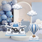 4 Pcs Airplane Party Decoration Large Airplane Cardboard Cutout White Cloud Hot Air Balloon Cardboard Cutout Plane Themed Photo Booth Prop Background for Baby Shower Birthday Party Supplies - Image 4