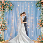 10x10ft Baby Blue Backdrop Curtains with Lights Photo Drapes Wrinkle Free Fabric Backdrop Curtain for Wedding Birthday Party Baby Shower Shoot Bridal Shower Home Party Background Decorations - Image 2