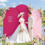 Set of 3 Arch Backdrop Covers(6ft, 5ft, 4ft) - Premium Stretchy Spandex Backdrop Arch Stand Cover for Baby Shower,Wedding,Party Decor Chiara Cover with Double-Sided Design(Pink, Hot Pink) - Image 3