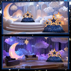 Leinuosen 4 ft Star Cloud Starry Night Party Decorations Gold Under the Stars Cardboard Stand up Cutout Life Size Prom Homecoming Party Photo Prop Stand-up for Movie Night Awards Prom Birthday Parties - Image 5