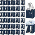 Yeaqee 100 Pcs Mini Paper Gift Bags with Handles Tag, Navy Blue,Silver by Yeaqee