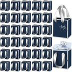 Yeaqee 100 Pcs Mini Paper Gift Bags with Handles Tag, Navy Blue,Silver by Yeaqee