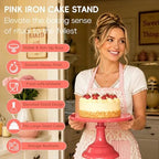 3 PCS Red Round Cake Stand Set, Multi Size Metal Cupcake Holders Stand for Birthday Wedding Banquets, Pastry Display Holders for Holiday Party Dessert Display Table Decor (8"/10"/12" Plate) - Image 4