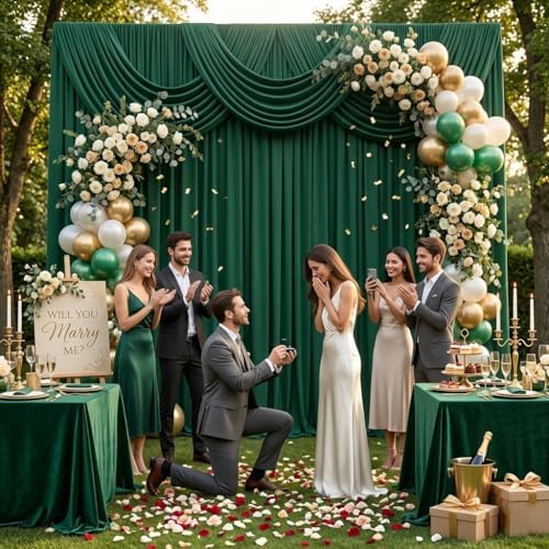 30ft x 10ft Hunter Green Wrinkle Free Backdrop Curtains for Wedding Party Backdrops Curtain Drapes Fabric Decorations Photo Back Drop Cloth for Baby Shower Photography Stage Reception - Image 5