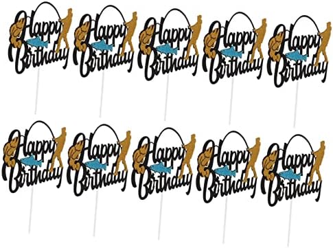 FAVOMOTO 50pcs Fishing Themed Birthday Cake Decorations Fishing Cupcake Toppers Decorative Fruit Picks for Fun Photo Props for Men Outdoor Birthday Celebrations - Image 5
