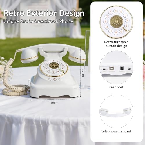 Audio Guest Book Wedding Phone, Retro Audio Phone Guestbook with Clear Voice Recording for Wedding Reception, Bridal Shower, Birthday, Baby Shower, Anniversary, Engagement - Image 5