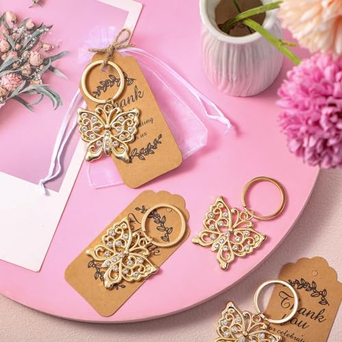 Ecation 40 Set Butterfly Keychains for Guests Wedding Thank You,Gold - Image 4