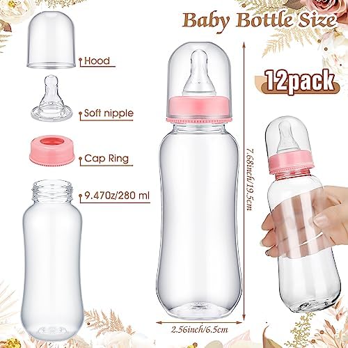 Trelaco 12 Pcs Boho Pampas Baby Shower Games Bottle Chug Wooden Sign Set - Image 5