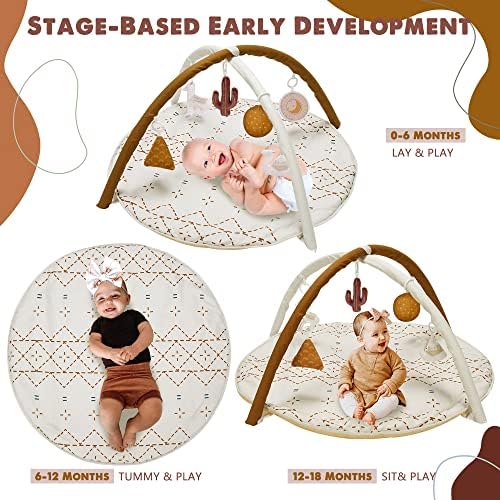 Tummy Time Activity Mat, Macrame Baby Play Gym Mat with 6 Detachable Toys and 12 Milestone Cards for Stage-Based Sensory and Motor Skill Development, Washable Play Mats for Infant, Non Slip Play Mat - Image 4