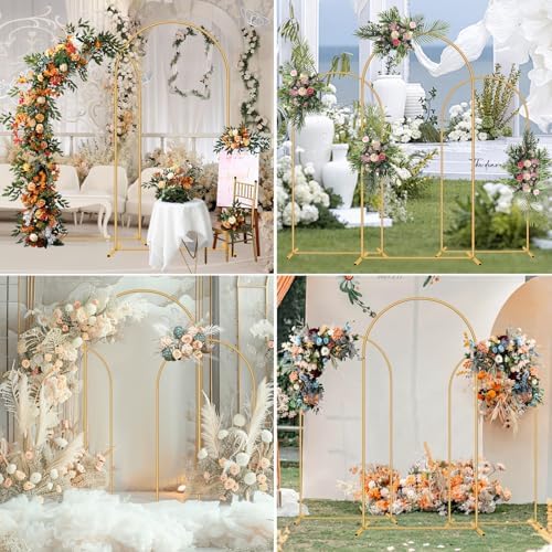 3 Pack Metal Wedding Arch (6FT, 5FT, 4FT) Backdrop Gold Balloon Stand - Image 5