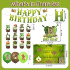 42pcs Green Monster Birthday Party Decorations Includes Cake Toppers,Cupcake Toppers, Banner, Backdrop, Balloons - Green Monster Theme Party Supplies - Image 3