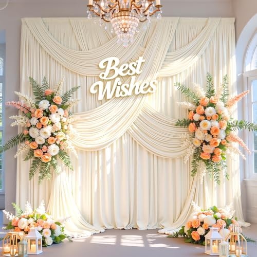 20FT x 15FT Wrinkle-Free Champagne Backdrop Curtains for Wedding, 4 Panels Champagne Fabric Photo Background Drapes for Wedding Reception, Birthday, Bridal & Baby Shower Decorations Photography - Image 2