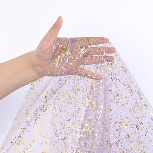 Artoid Mode 10Pcs Grayish Purple Gauze Gold Table Runner 10FT, Glitter Metallic Foil Sheer Dining Wedding Anniversary Holiday Table Decor for Home Party - Image 6