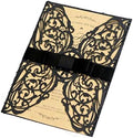 100 Sets 4.9 x 7 ''Laser Cut Wedding Invitations Cards with Ribbon and Envelopes For Birthday Baby Shower Wedding Rehearsal Dinner Invite (Black) by Unknown
