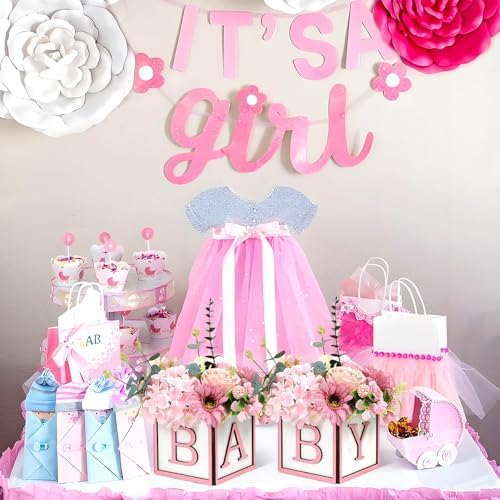 Wooden Baby Boxes for Baby Shower Party, Baby Shower Centerpieces for Table, Suitable for Gender Reveal or Baby Shower, (Pink,4Pack) - Image 6