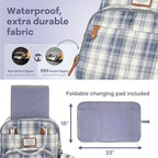 RUVALINO Diaper Bag Backpack, Multifunction Travel Pack Maternity Baby Changing Bags, Large Capacity, Waterproof, Blue Plaid - Image 7