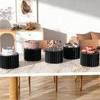 HeiMma 4 Pack Buffet Risers, FOLDABLE Accordion Food Display Risers for Dessert Table,Dessert Table Display Set, White Cardboard Cylinder Cake Cupcake Stands for Party, Multi-height, 12in Round，Black - Image 6