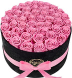 Prifroti 47 Roses in a Luxury Suede Box, Preserved Flowers for Women, Mothers Day Flowers for Mom, Light Pink by Prifroti
