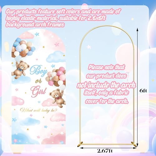Gender Reveal Bear Arch Cover Backdrop Fabric Stand Cover - Image 2