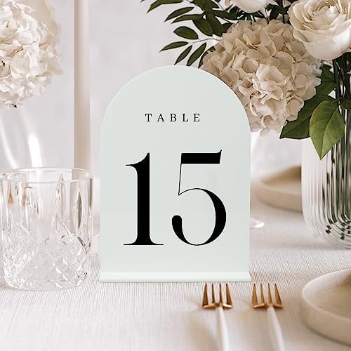 White Arch Table Numbers for Wedding, 20 Pack 5"x7" White Arch Acrylic Table Numbers 1-20 with stand, Perfect for Wedding Event Reception - Image 6
