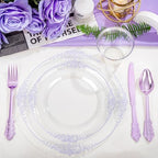 Hioasis 175 Pcs Clear Purple Plates for Party - Image 3