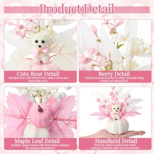 Amyhill 8 Pcs Fall Pink Pumpkin Baby Shower Table Centerpiece Decor, Bear - Image 5