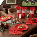 Vyntra Red Paper Plates, Cups & Napkins, 350 Pcs Scalloped Party Set - Image 4
