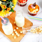 Yinkin 20 Sets Plastic Milk Bottles with Straws Bulk Reusable Beverage Containers for Birthday Baby Shower Party with Metal Lids Straws for Milk Juice Smoothies (8 oz,Pastel Color) - Image 6