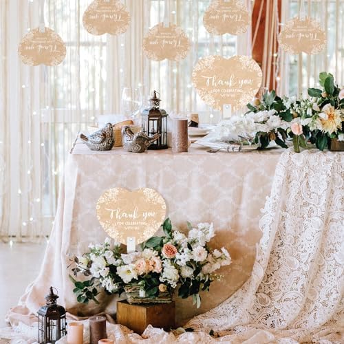 50 Pcs Wedding Hand Plastic Fans Boho Lace Bridal Shower Favors - Image 6